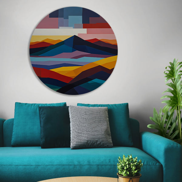 Geometrische Abstractie van een Berglandschap forex muurcirkel
