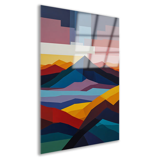 Geometrische Abstractie van een Berglandschap acrylglas