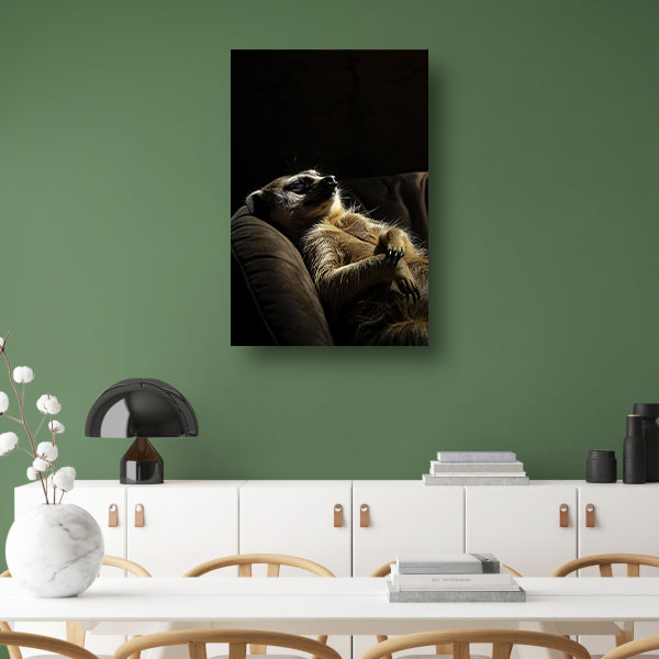 Slapende Meerkat op Bank canvas