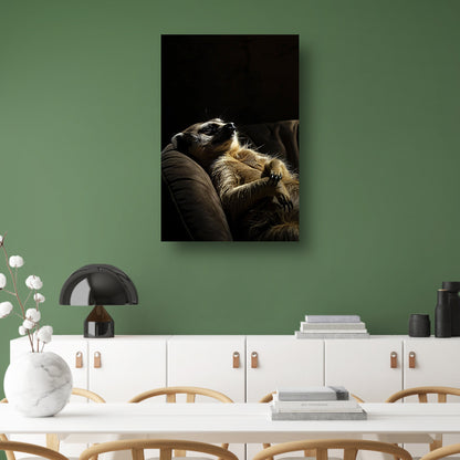Slapende Meerkat op Bank canvas