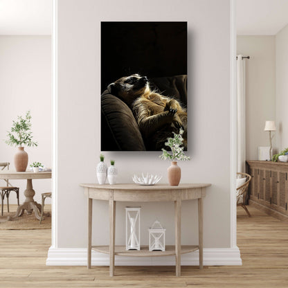 Slapende Meerkat op Bank canvas