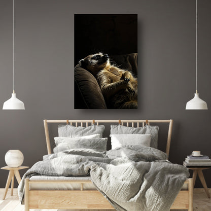 Slapende Meerkat op Bank canvas