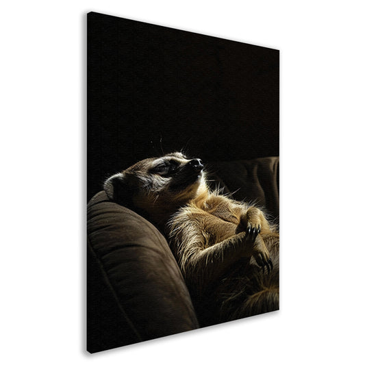 Slapende Meerkat op Bank canvas