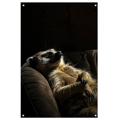 Slapende Meerkat op Bank tuinposter