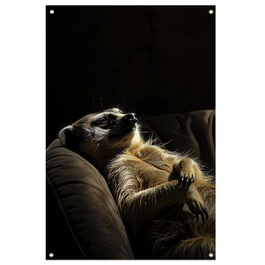Slapende Meerkat op Bank tuinposter