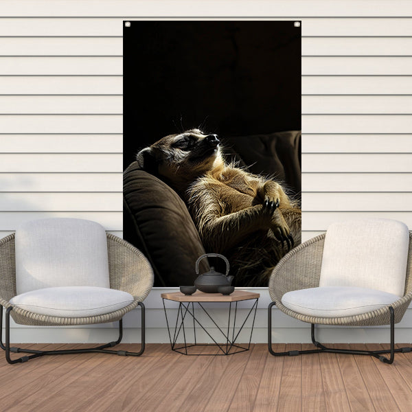 Slapende Meerkat op Bank tuinposter
