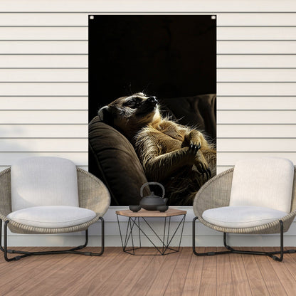 Slapende Meerkat op Bank tuinposter