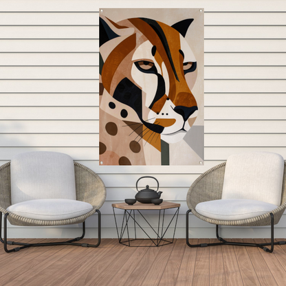 Moderne Art Deco Luipaard in Geometrische Stijl tuinposter