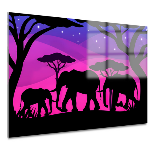 Olifanten silhouettes savanne zonsondergang acrylglas