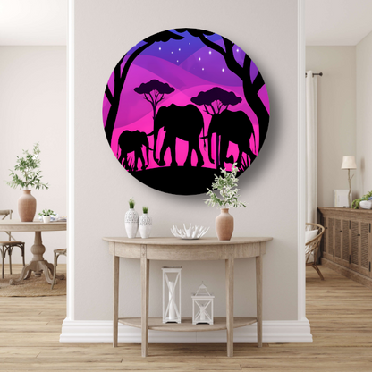 Olifanten silhouettes savanne zonsondergang forex muurcirkel