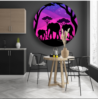 Olifanten silhouettes savanne zonsondergang forex muurcirkel