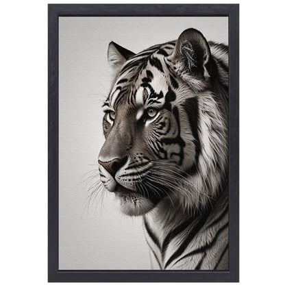 Majestueuze Tijger in Zwart-Wit canvas met baklijst
