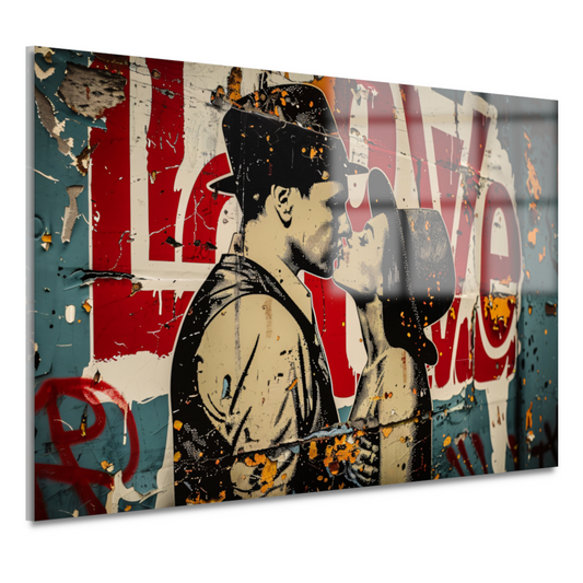 Verstrengelde liefde tegen een stedelijke achtergrond acrylglas