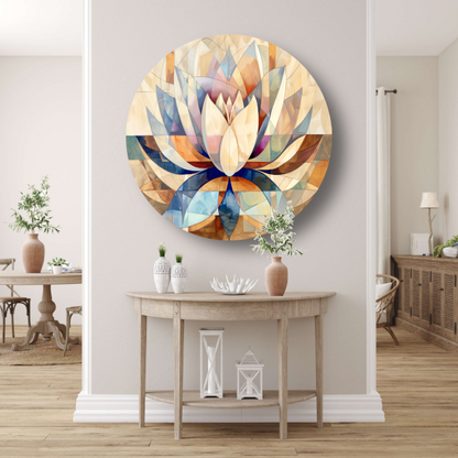 Abstracte Geometrische Lotus in Kleur forex muurcirkel