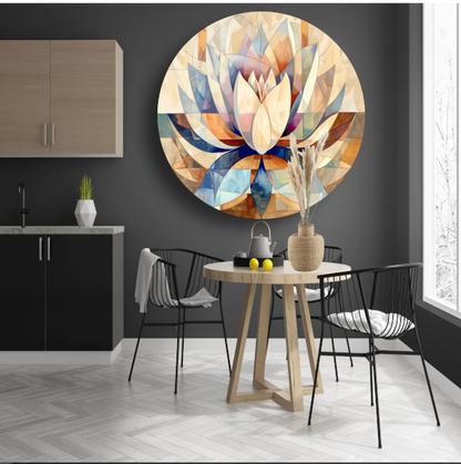 Abstracte Geometrische Lotus in Kleur forex muurcirkel
