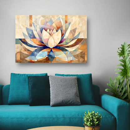 Abstracte Geometrische Lotus in Kleur canvas
