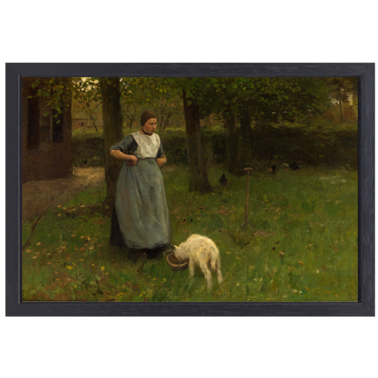 Vrouw uit Laren met Lamsvlees - Anton Mauve canvas met baklijst