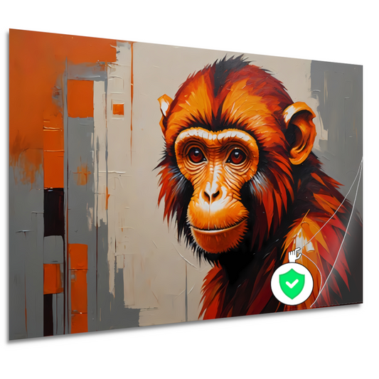Expressieve aap in oranje en rood poster