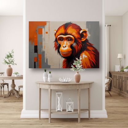Expressieve aap in oranje en rood poster