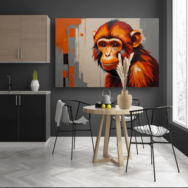 Expressieve aap in oranje en rood poster