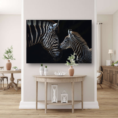 Intiem moment tussen twee zebras canvas