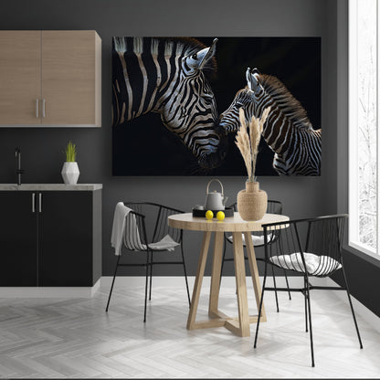 Intiem moment tussen twee zebras canvas