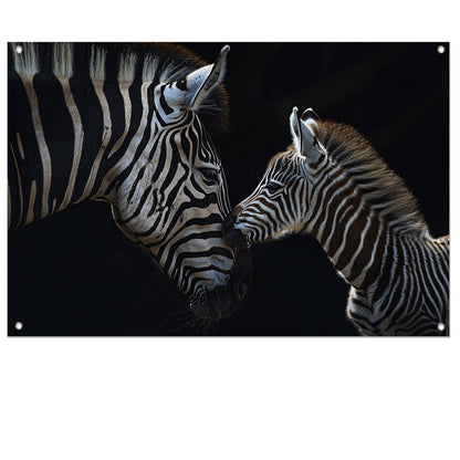 Intiem moment tussen twee zebras tuinposter