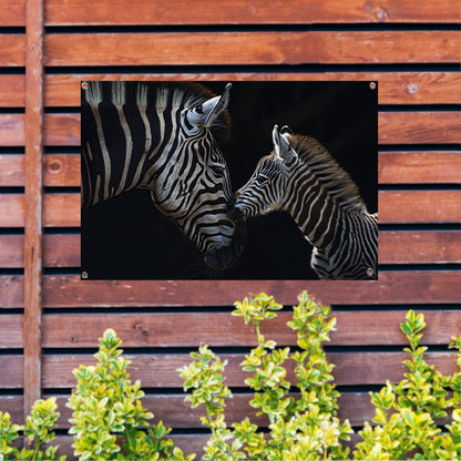 Intiem moment tussen twee zebras tuinposter