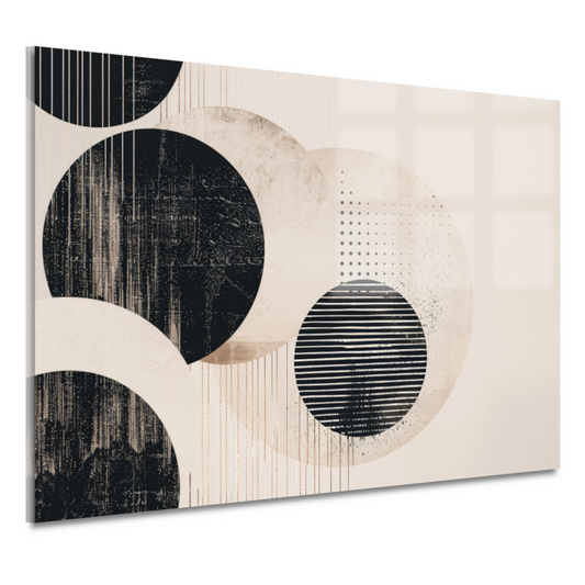 Overlappende cirkels in neutrale tinten acrylglas