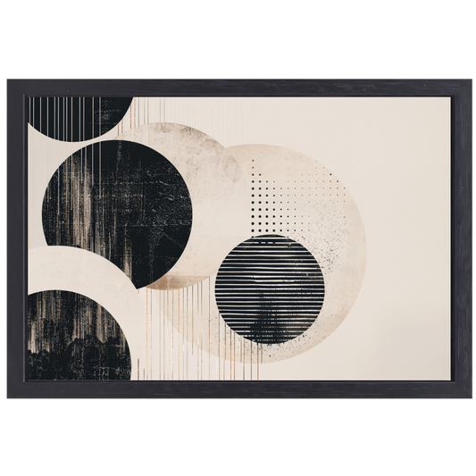 Overlappende cirkels in neutrale tinten canvas met baklijst