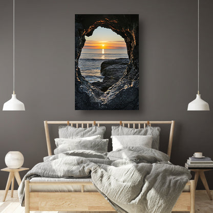 Zonsondergang aan Zee door Stenen Grot acrylglas