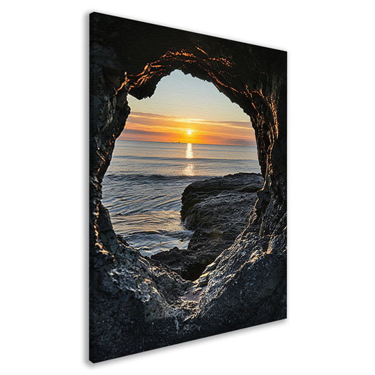 Zonsondergang aan Zee door Stenen Grot canvas