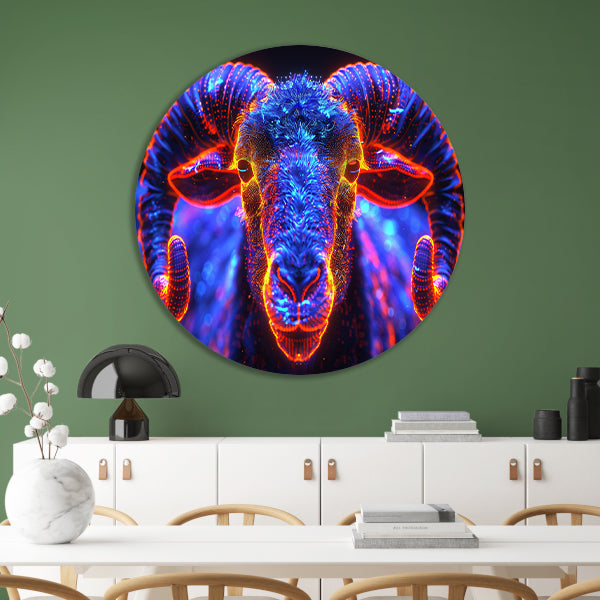 ram in de nacht aluminium muurcirkel