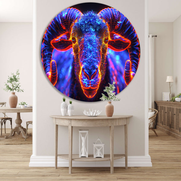 ram in de nacht aluminium muurcirkel