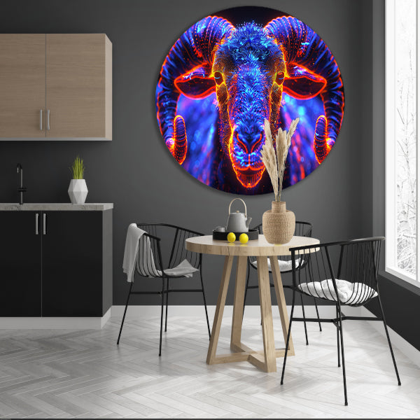 ram in de nacht aluminium muurcirkel