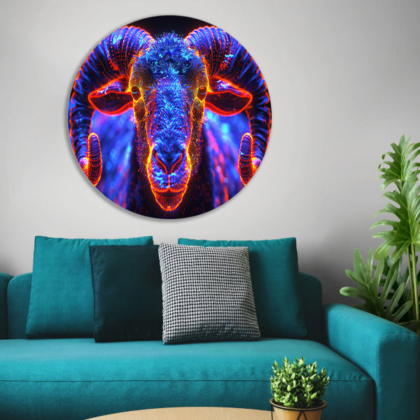 ram in de nacht aluminium muurcirkel