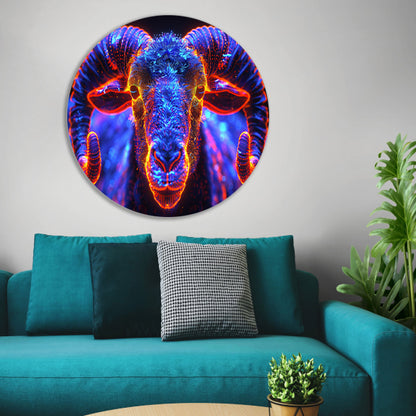 ram in de nacht aluminium muurcirkel