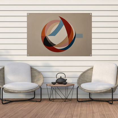Abstracte symmetrie met cirkels en lijnen tuinposter
