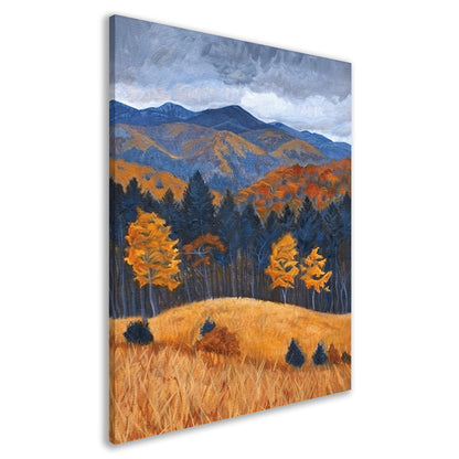 Herfstlandschap met bergen en kleurrijke bomen canvas