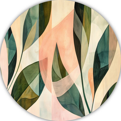 Bladeren in Pastel - Abstract Natuur Ontwerp forex muurcirkel