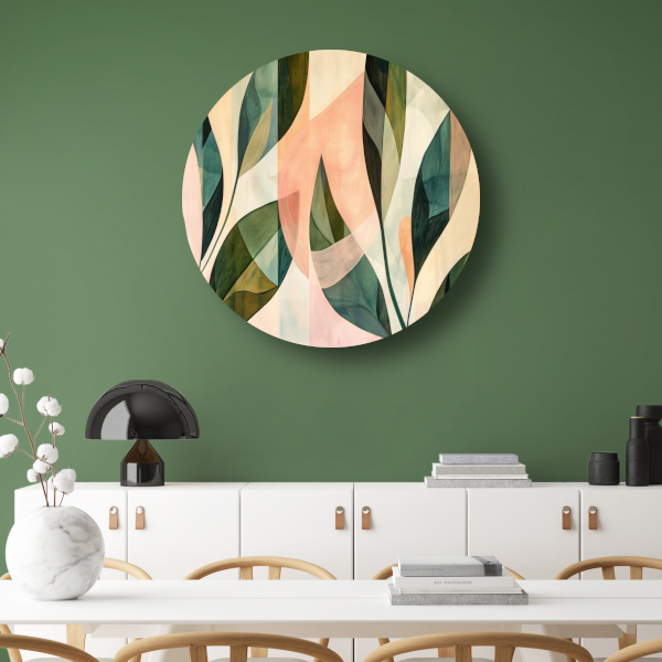 Bladeren in Pastel - Abstract Natuur Ontwerp forex muurcirkel
