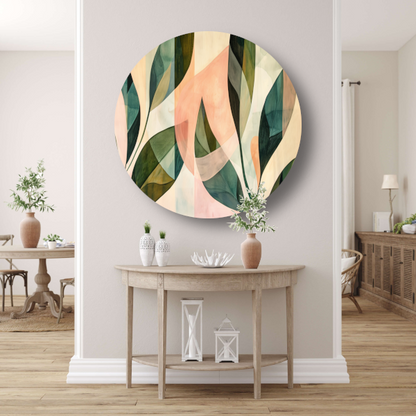 Bladeren in Pastel - Abstract Natuur Ontwerp forex muurcirkel