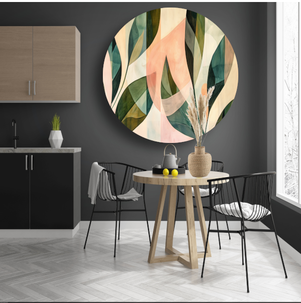 Bladeren in Pastel - Abstract Natuur Ontwerp forex muurcirkel