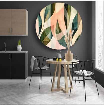 Bladeren in Pastel - Abstract Natuur Ontwerp forex muurcirkel
