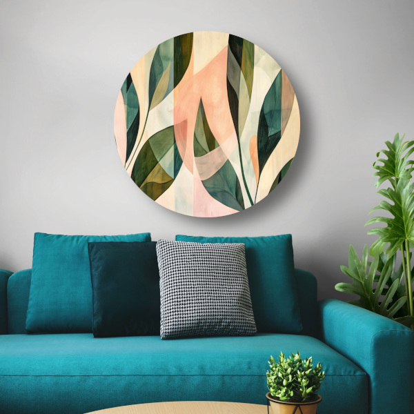 Bladeren in Pastel - Abstract Natuur Ontwerp forex muurcirkel