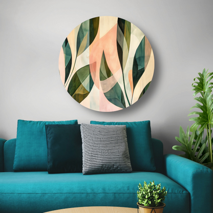 Bladeren in Pastel - Abstract Natuur Ontwerp forex muurcirkel