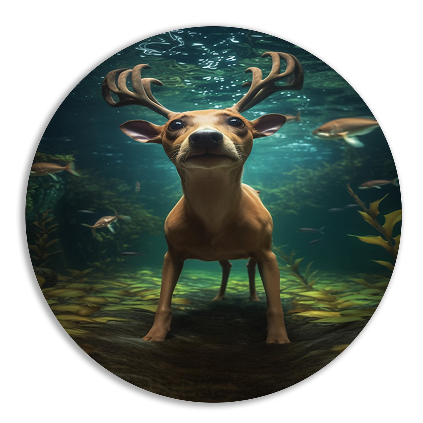 Hert zwemt onder water in surrealistische droom forex muurcirkel