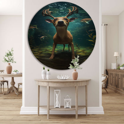 Hert zwemt onder water in surrealistische droom forex muurcirkel
