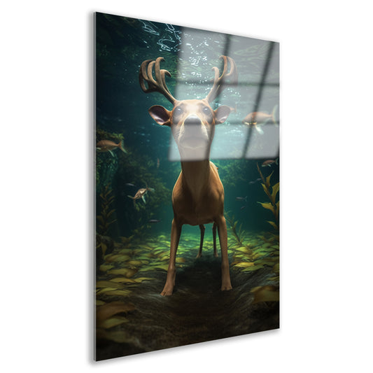 Hert zwemt onder water in surrealistische droom Acrylglas
