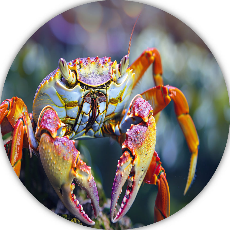 Abstracte krab op rots aluminium muurcirkel